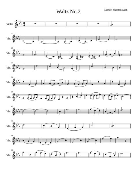 Waltz 2 Shostakovich Sheet music for Violin (Solo) 